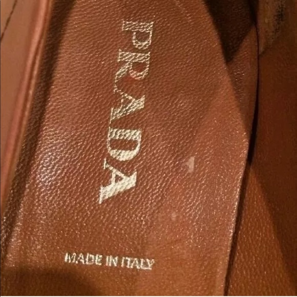 PRADA Camel Tan Leather Kitten Heel Pumps woman’s Sz EU-39.5 US-9 ITALY Nice! - Picture 2 of 9